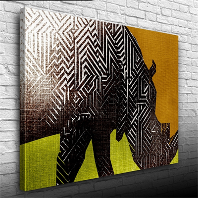 Dijital Efektli Hipopotam Dekoratif Kanvas Tablo 50 x 70