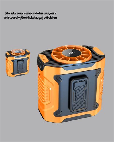 Dijital Ekranlı Turbo Mini Fan – 3 Kademeli Hız, Sessiz Çalışma ve Type-C Şarj