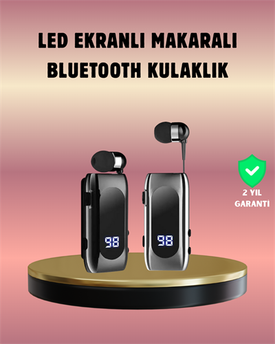Dijital Göstergeli Bluetooth Kulaklık – Klipsli ve Şık Tasarım