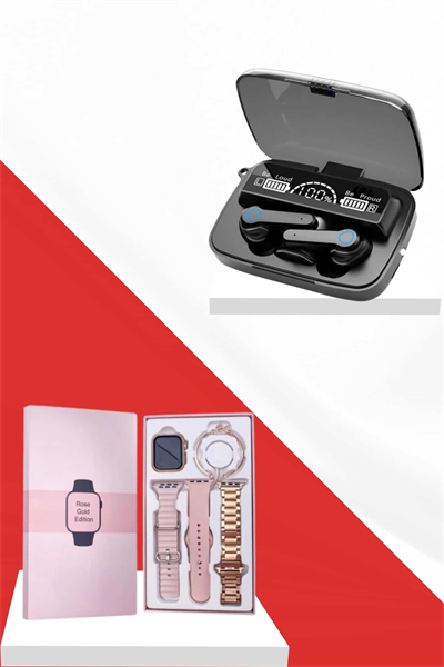 Dijital Göstergeli Powerbank Bluetooth Kulaklık ve Yeni Nesil Amoled Ekran Akıllı Saat