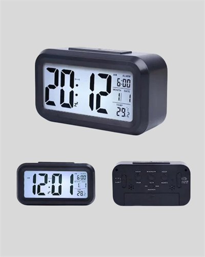 Dijital Masa Saati Sensörlü Aydınlatmalı Alarm ve Sıcaklık Ölçerli