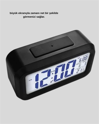 Dijital Masa Saati Sensörlü Aydınlatmalı Alarm ve Sıcaklık Ölçerli