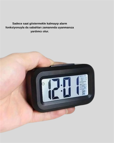 Dijital Masa Saati Sensörlü Aydınlatmalı Alarm ve Sıcaklık Ölçerli