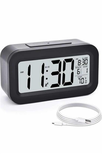 Dijital Masa Saati Takvim Çalar Saat Alarmlı Işıklı Led Ekran Pilli