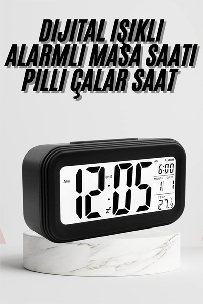 Dijital Masa Saati Termometre Takvim Led Ekran Pilli Ev Ofis Masası