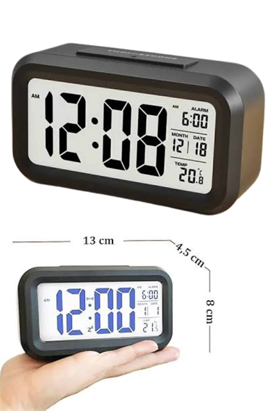 Dijital Masa Saati Termometre Takvim Led Ekran Pilli Ev Ofis Masası