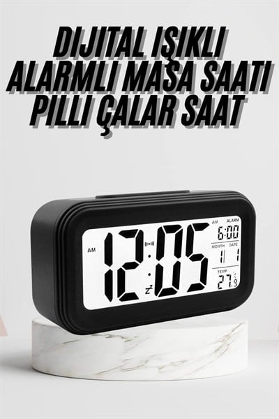 Dijital Masa Saati Termometre Takvim Led Ekran Pilli Ev Ofis Masası