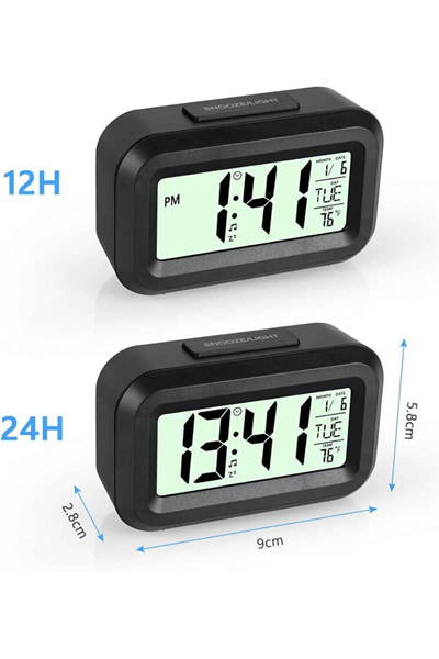 Dijital Masa Saati Termometreli Takvim Çalar Saat Led Ekran Pilli