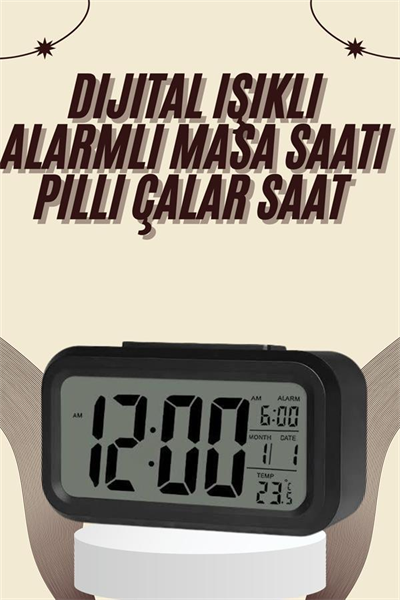 Dijital Masa Saati Termometreli Takvim Çalar Saat Led Ekran Pilli