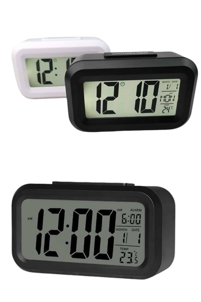Dijital Masa Saati Termometreli Takvim Çalar Saat Led Ekran Pilli