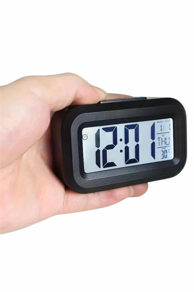 Dijital Masa Saati Termometreli Takvim Çalar Saat Led Ekran Pilli