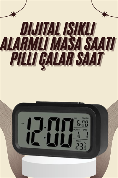 Dijital Masa Saati Termometreli Takvim Çalar Saat Led Ekran Pilli