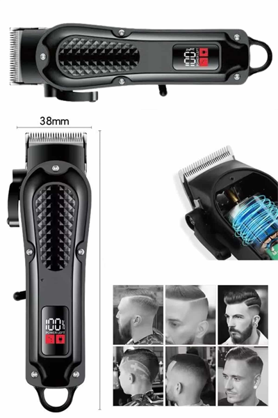 Dijital Profesyonel Kablosuz Saç Sakal Tıraş Makinası Sessiz Paslanmaz Çelik