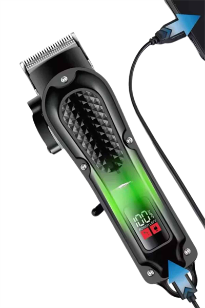 Dijital Profesyonel Kablosuz Saç Sakal Tıraş Makinası Sessiz Paslanmaz Çelik