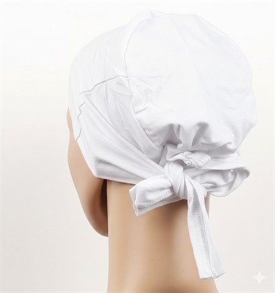 Dikişsiz Bağlamalı Tesettür Bone - Bağlamalı Bandana Beyaz 5 Adet