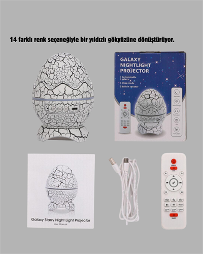 Dinozor Yumurta Gece Lambası Projektör – 14 Renk Seçeneği