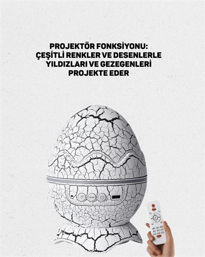Dinozor Yumurtası Tasarımlı Projektörlü Gece Lambası