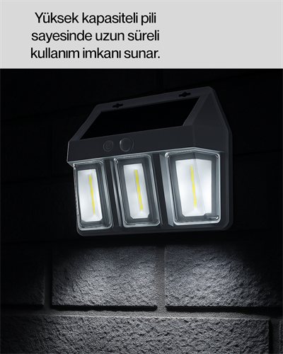 Dış Mekan Solar Duvar Lambası – 120° Hareket Algılama, 3 Işık Modu