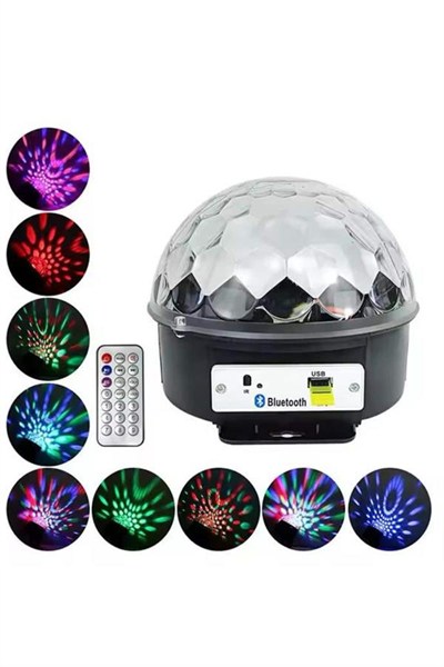 Disko Topu Renkli Işıklı Lazer Parti Bluetooth Bağlantılı Led Küre