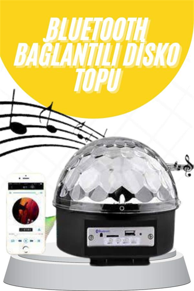 Disko Topu Renkli Işıklı Lazer Parti Bluetooth Bağlantılı Led Küre