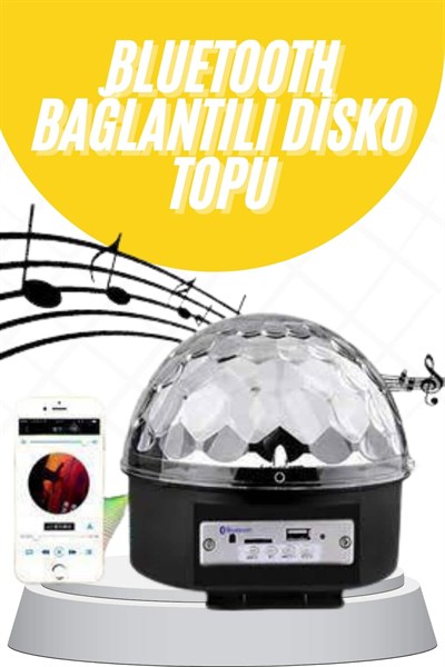 Disko Topu Renkli Işıklı Lazer Parti Bluetooth Bağlantılı Led Küre