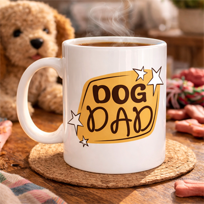 Dog Dad Kupa MODEL 184 – Köpek Babası Temalı Porselen Kahve Kupası – Köpek Severlere Özel Hediyelik Kupa