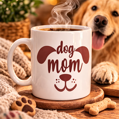 Dog Mom Kupa MODEL 185 – Köpek Annesi Temalı Porselen Kahve Kupası – Köpek Severlere Hediye Kupa
