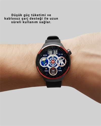 Dokunmatik Akıllı Saat Kablosuz Şarj AMOLED Ekran