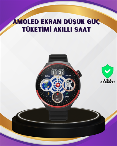 Dokunmatik Akıllı Saat Kablosuz Şarj AMOLED Ekran