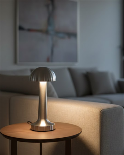 Dokunmatik Mantar Masa Lambası 3 Modlu Işık Şarjlı Kablosuz LED Krom Gövde