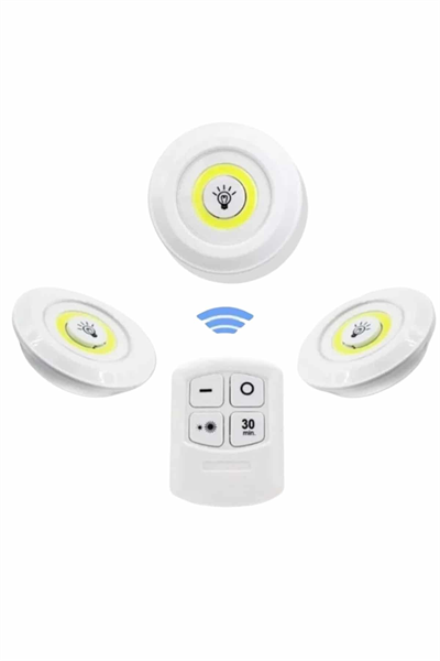 Dolap Işığı Mutfak Rafı Işığı Uzaktan Kumandalı 3 Lü Spot Led Lamba