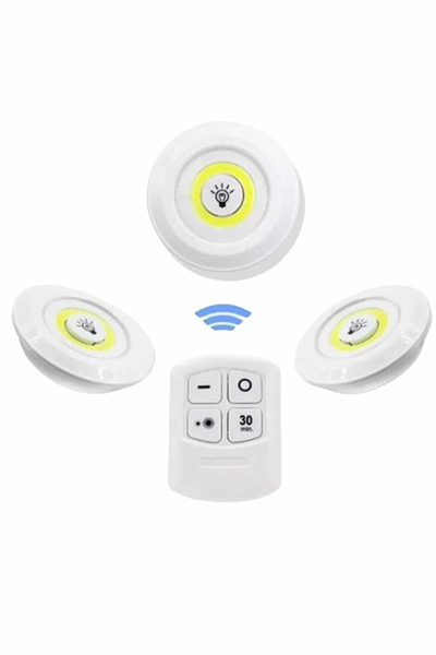 Dolap Işığı Mutfak Rafı Işığı Uzaktan Kumandalı 3 Lü Spot Led Lamba