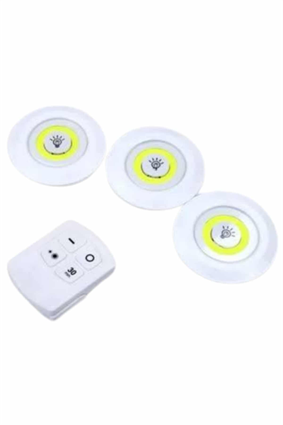 Dolap Işığı Mutfak Rafı Işığı Uzaktan Kumandalı 3 Lü Spot Led Lamba