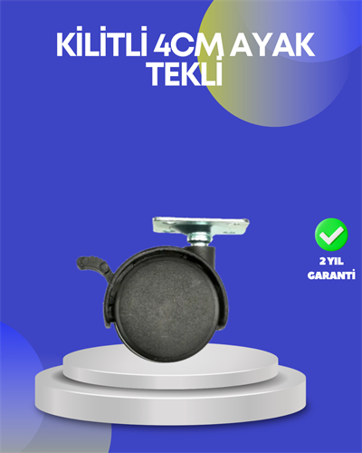 Dolap ve Raflar İçin 4 cm Kilitli Tekerlek Tekli
