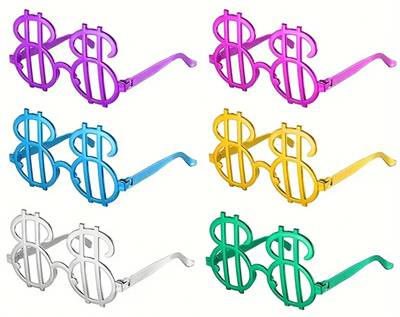 Dolar Şekilli Metalize Parti Gözlüğü 6 Adet