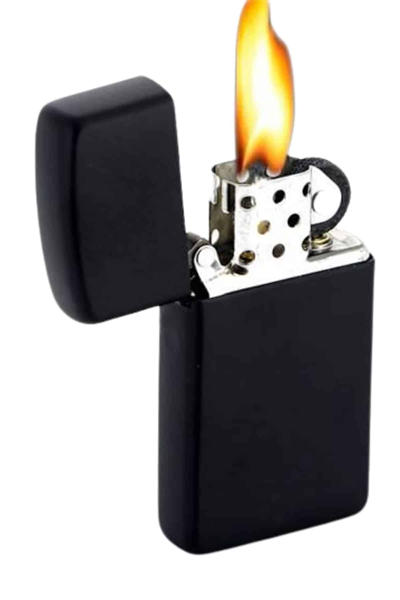 Doldurulabilir Siyah Benzinli Çakmak Metalik