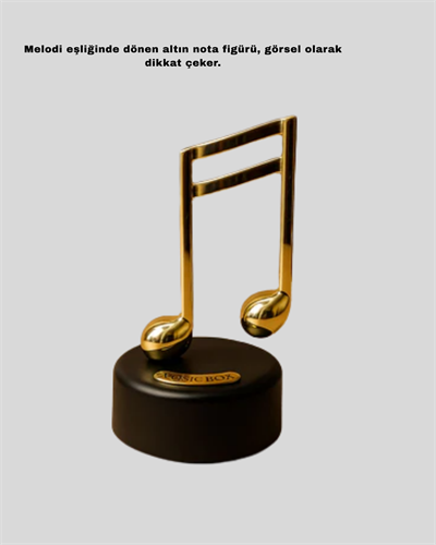 Dönen Nota Figürlü Müzik Box Işıltılı Dekoratif Tasarım