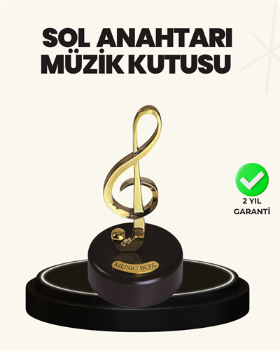 Dönen Sol Anahtarı Figürlü Müzik Kutusu Şık Hediyelik Dekor