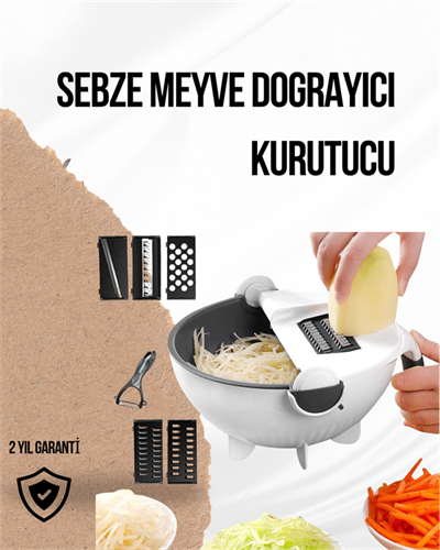 Döner Mekanizmalı Rende Bıçaklı Sebze Dilimleyici Seti