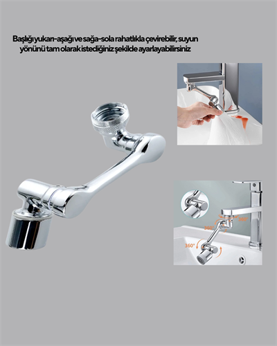 Döner Musluk Başlığı Çok Açılı Robotik Kol Su Tasarruflu