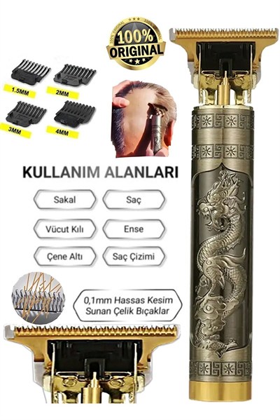 Dragon Çelik Kasa Profesyonel Saç Sakal Ense Çizim Tüm Vücut Tüyü Lazer Öncesi Tıraş Makinesi