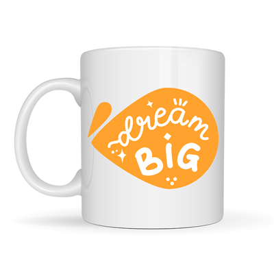 Dream Big Yazılı Porselen Kupa MODEL 135 – Motivasyon Temalı, Sıcak Tasarım, Kahve & Çay Kupası, Hediye Fikri