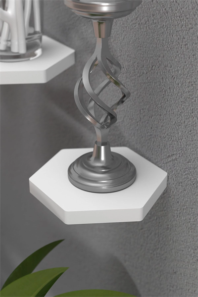 Duvar Rafı Dekoratif 3 Adet Çiçeklik Altıgen Beyaz