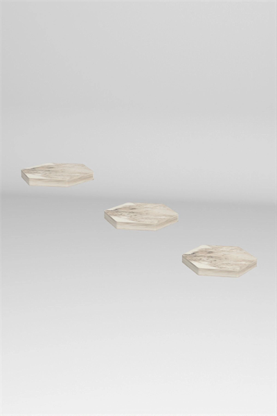 Duvar Rafı Dekoratif 3 Adet Çiçeklik Altıgen Efes