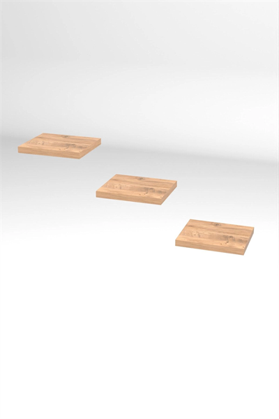 Duvar Rafı Dekoratif 3 Adet Çiçeklik Kare Ceviz