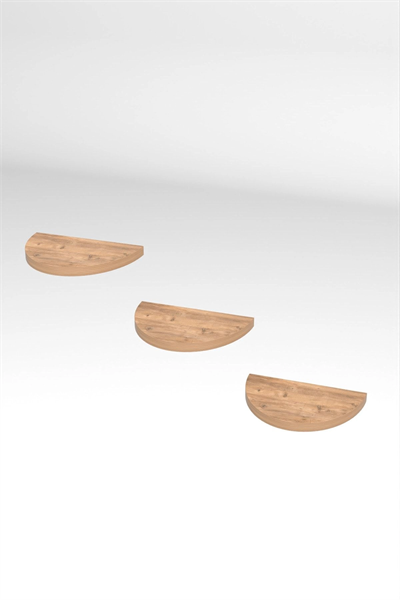 Duvar Rafı Dekoratif 3 Adet Çiçeklik Oval Ceviz