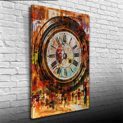Duvar Saati , Pastel Renklerde Kanvas Tablo 50 x 70