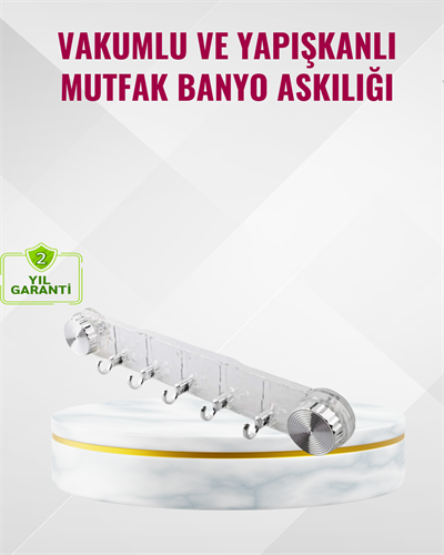 Duvar Tipi Vakumlu Askılık Şeffaf Orta Tasarımlı