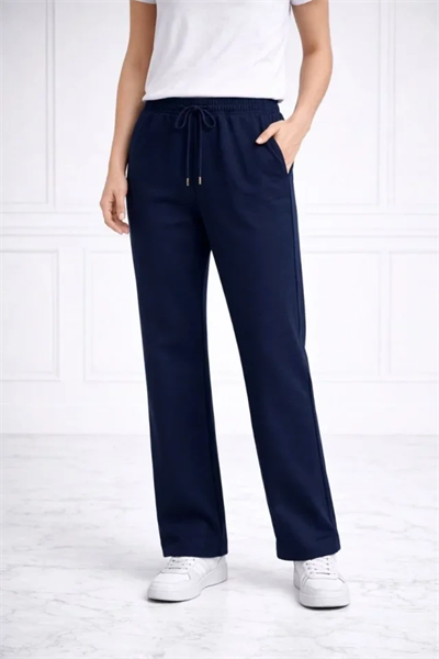 Düz Paça Beli Lastikli İpli Günlük Spor Eşofman Altı Rahat Fit - Lacivert