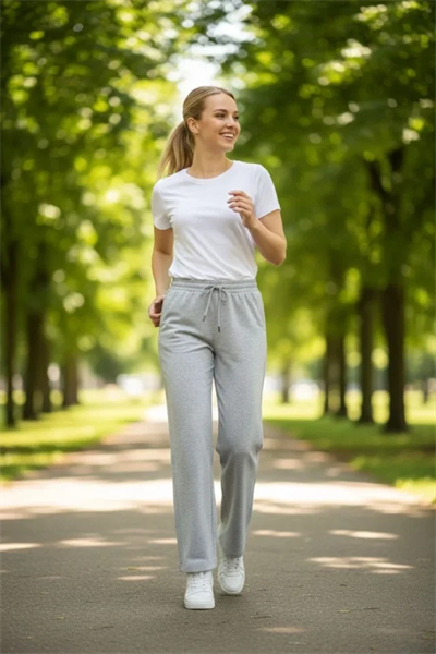 Düz Paça Beli Lastikli İpli Günlük Spor Eşofman Altı Rahat Fit - Gri